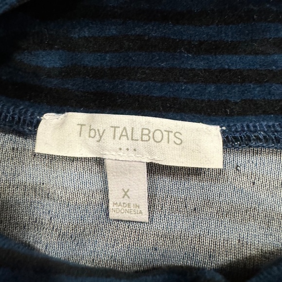 LOOK! Price Drop! T by Talbots NWT blue/bl striped velour top-cowl neck size X - Picture 6 of 15